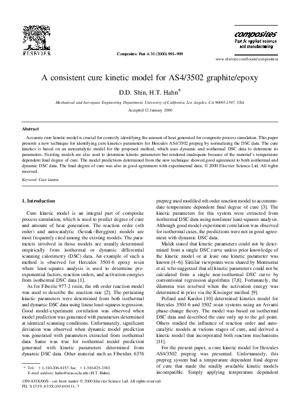 (PDF) A consistent cure kinetic model for AS4/3502 graphite/epoxy