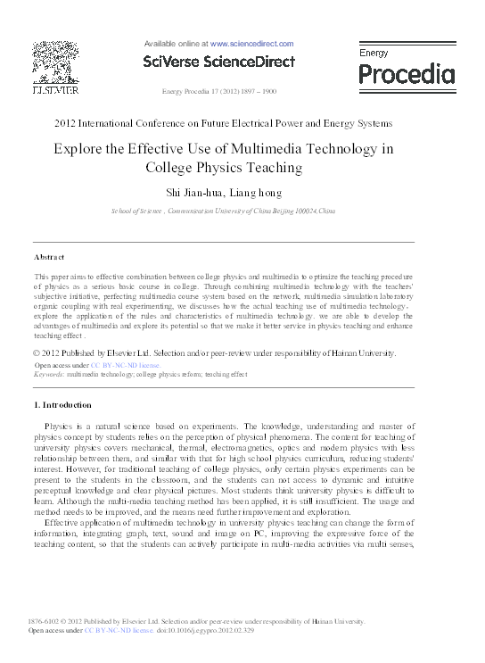 (PDF) Explore the Effective Use of Multimedia Technology in College ...