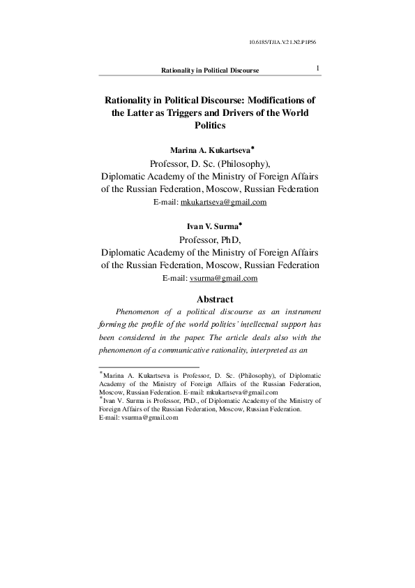 (PDF) Rationality in Political Discourse Rationality in Political ...