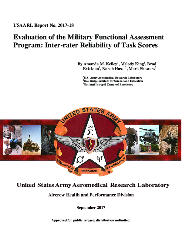 (PDF) Evaluation of the Military Functional Assessment Program: Inter ...