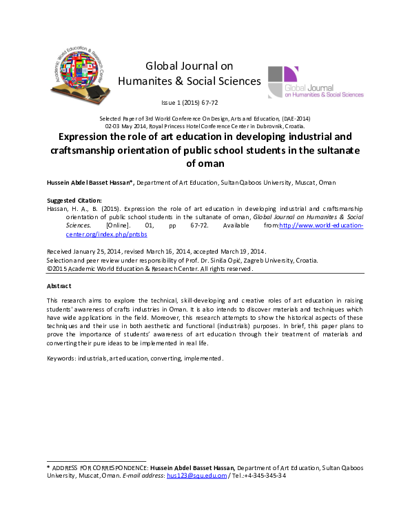 (PDF) Expression the role of art education in developing industrial and ...