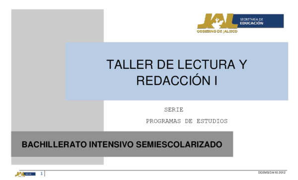 (PDF) SERIE PROGRAMAS DE ESTUDIOS ASIGNATURA TALLER DE LECTURA Y