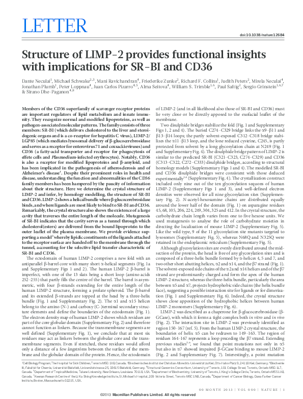 (PDF) Structure of LIMP-2 provides functional insights with ...