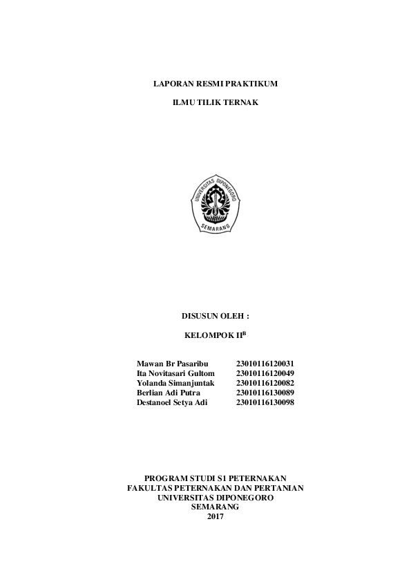 Laporan Praktikum Ilmu Tilik Ternak Books King