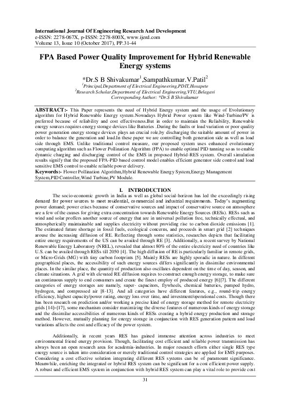 (PDF) FPA Based Power Quality Improvement for Hybrid Renewable Energy ...