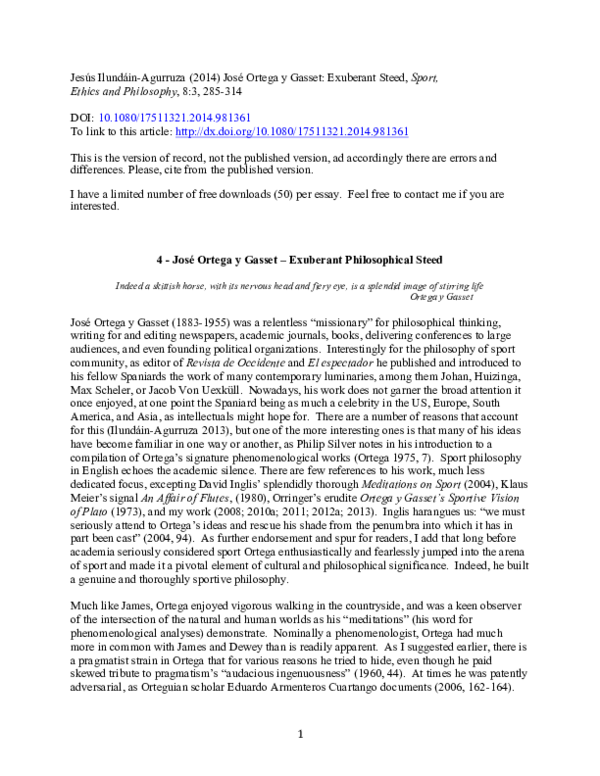 Pdf 4 Ortega Y Gasset Exuberant Steed Pdf Jesus Ilundain Agurruza Academia Edu