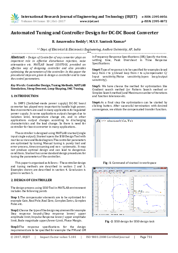 (PDF) Automated Tuning and Controller Design for DC-DC Boost Converter