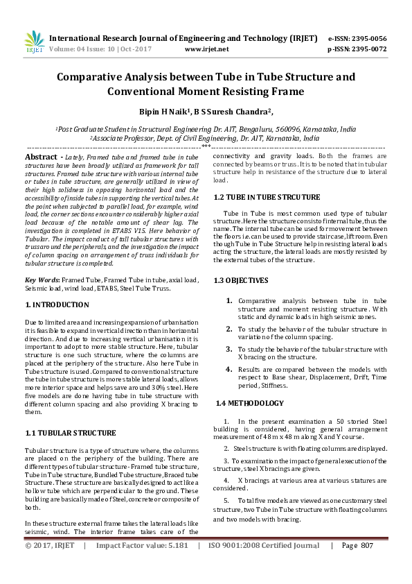 (PDF) Comparative Analysis between Tube in Tube Structure and Conventional Moment Resisting