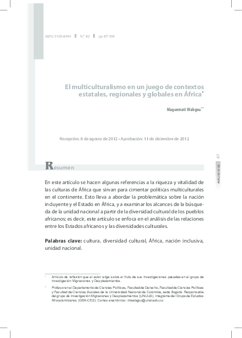 (PDF) El multiculturalismo en un juego de contextos estatales ...
