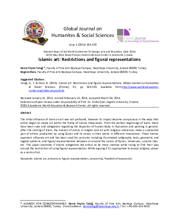 (PDF) Islamic art Restrictions and figural representations Science
