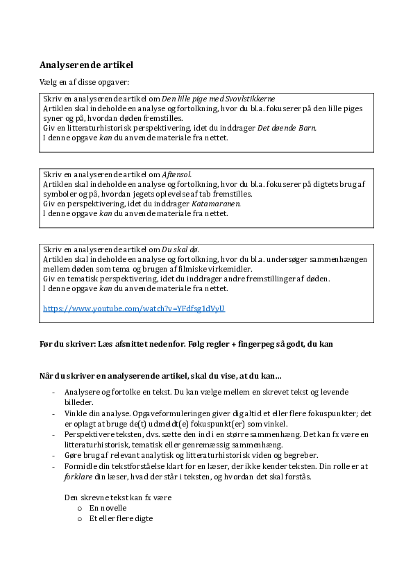 analyserende artikel opbygning analyserende artikel opbygning
