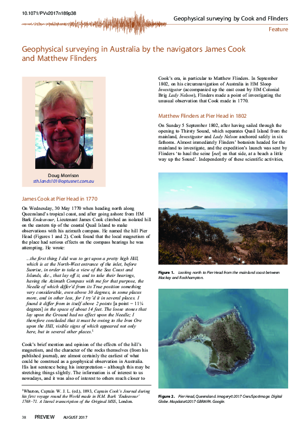 (PDF) Geophysical surveying in Australia by the navigators James Cook ...