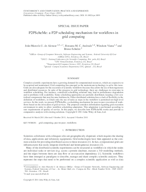(PDF) P2PScheMe: a P2P scheduling mechanism for workflows in grid computing