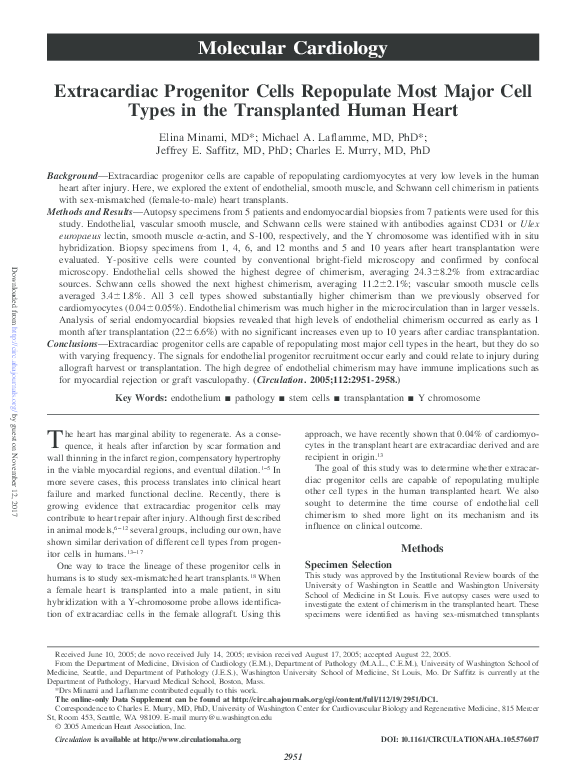 (PDF) Extracardiac progenitor cells repopulate most major cell types in ...