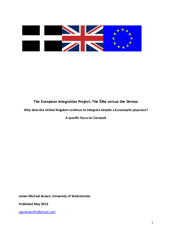 (PDF) The European Integration Project: The Élite versus the Demos. Why ...