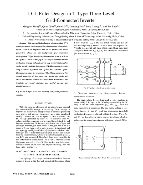 (PDF) LCL Filter Design in TType ThreeLevel GridConnected Inverter