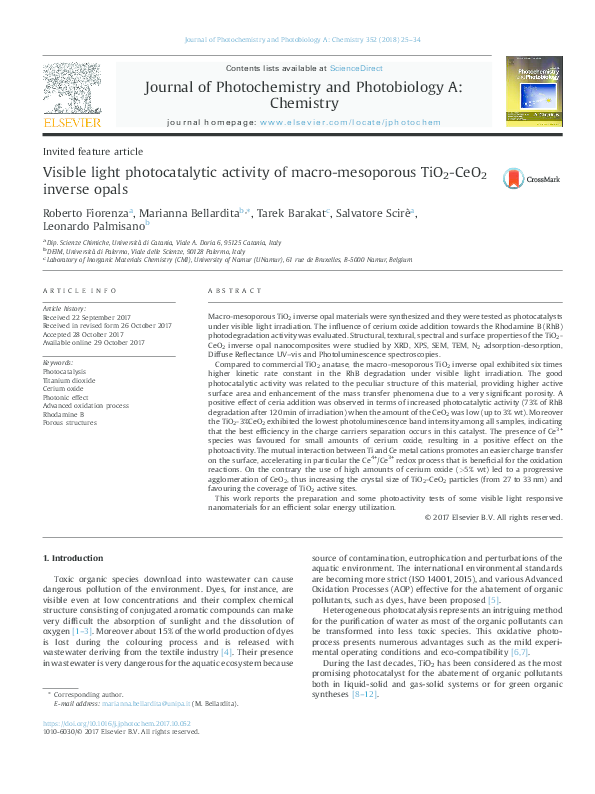 (PDF) Visible light photocatalytic activity of macro-mesoporous TiO 2 ...