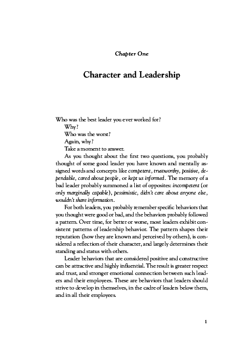 (PDF) Character and Leadership