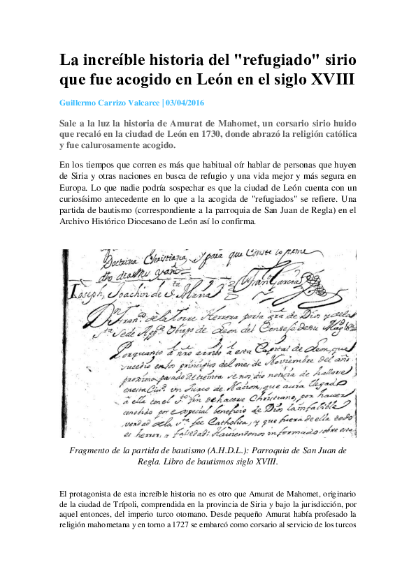 Pdf La Increíble Historia Del Refugiado Sirio Que Fue Acogido En