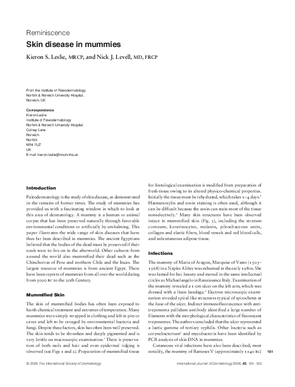 (PDF) Skin disease in mummies