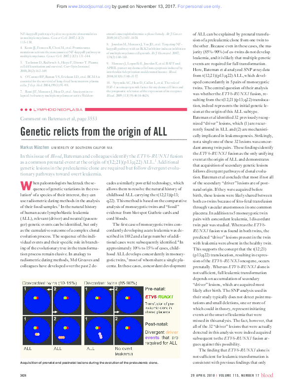 (PDF) Genetic relicts from the origin of ALL