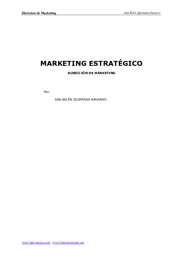 Dirección de Marketing MARKETING ESTRATÉGICO