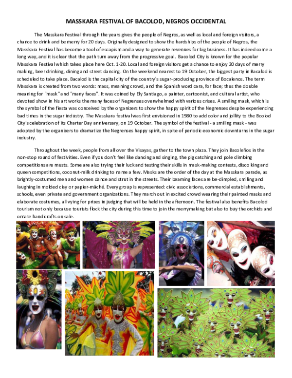 Nature and background of masskara festival image