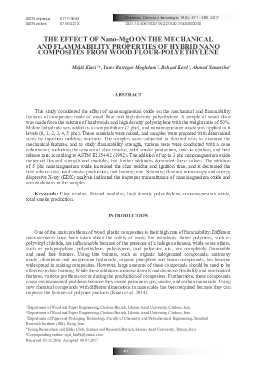 (PDF) The effect of Nano-MgO on the mechanical and flammability ...