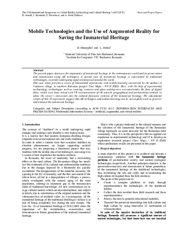 (PDF) Mobile Technologies and the Use of Augmented Reality for Saving ...