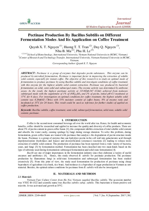(PDF) Pectinase Production By Bacillus Subtilis on Different
