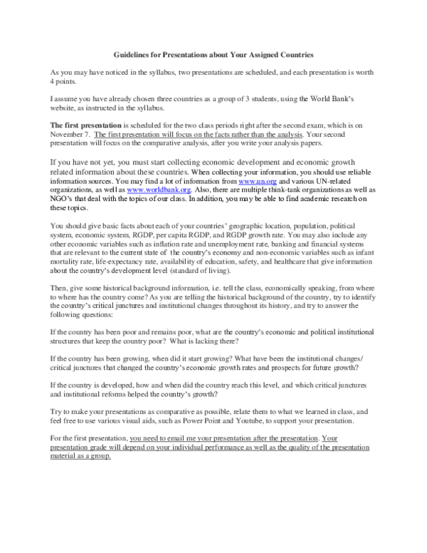 (DOC) Guidelines for Presentations about Your Assigned Countries