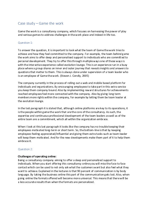 (DOC) Case study Game the work Toine Hoefakker Academia.edu