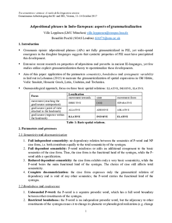 (PDF) Adpositional phrases in Indo-European: aspects of ...