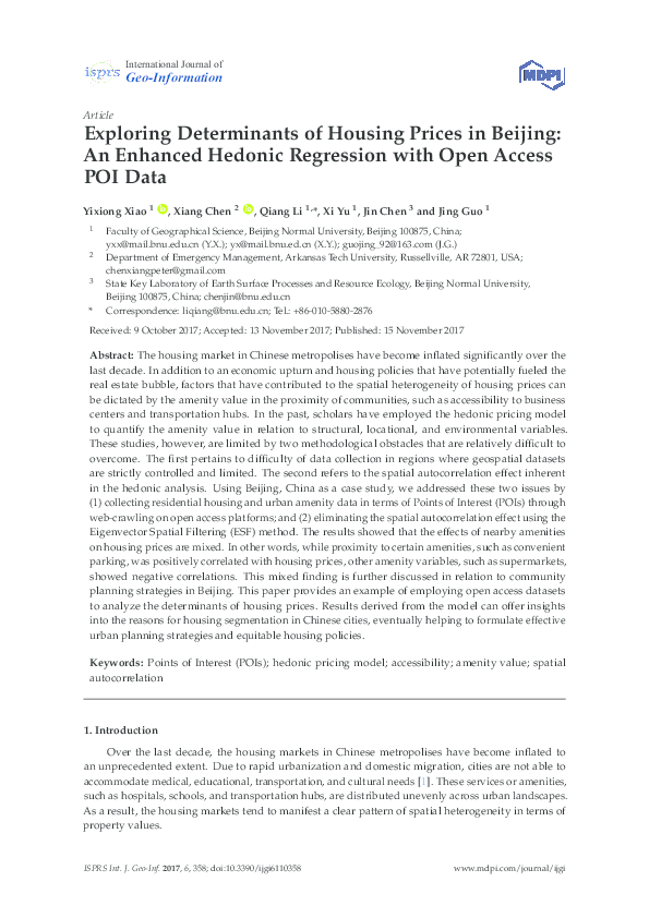 (PDF) Exploring Determinants of Housing Prices in Beijing: An Enhanced ...