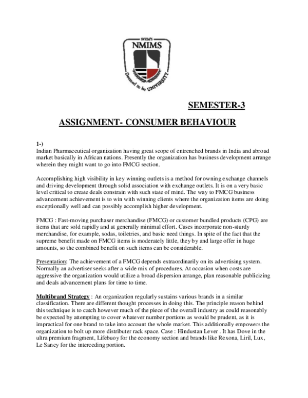 Doc Semester 3 Assignment Consumer Behaviour