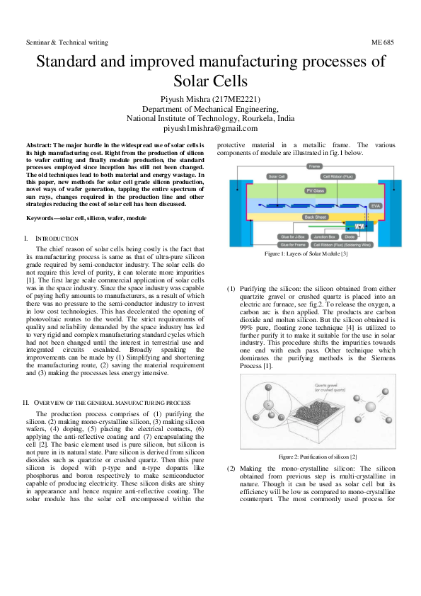 (PDF) Standard and improved manufacturing processes of Solar Cells