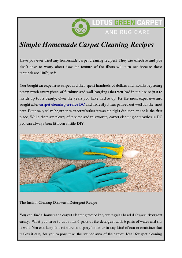 (PDF) Simple Homemade Carpet Cleaning Recipes Lotus Green Carpet