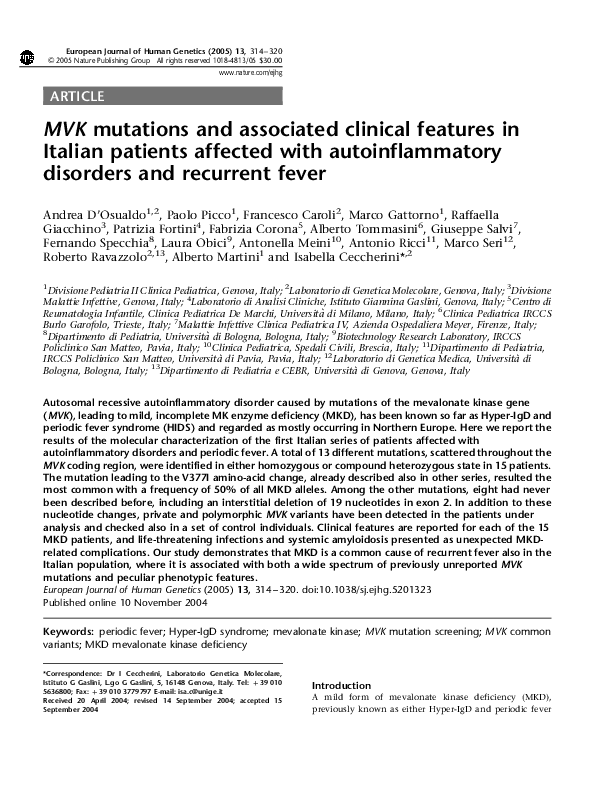 (PDF) PW02-022 - Recurrent fever syndromes: multiple gene mutations ...