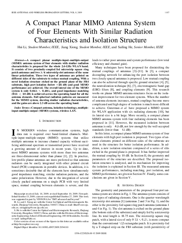 (PDF) A Compact Planar MIMO Antenna System of Four Elements With ...