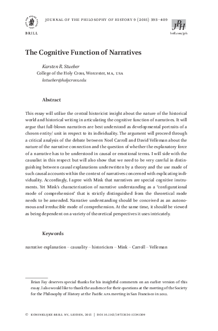 (PDF) The Cognitive Function of Narratives