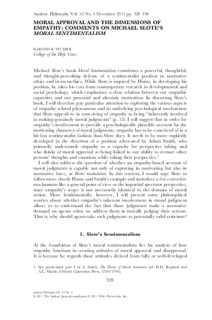 (PDF) Moral Approval and the Dimensions of Empathy: Comments on Michael ...