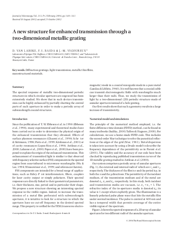 (PDF) A new structure for enhanced transmission through a two ...
