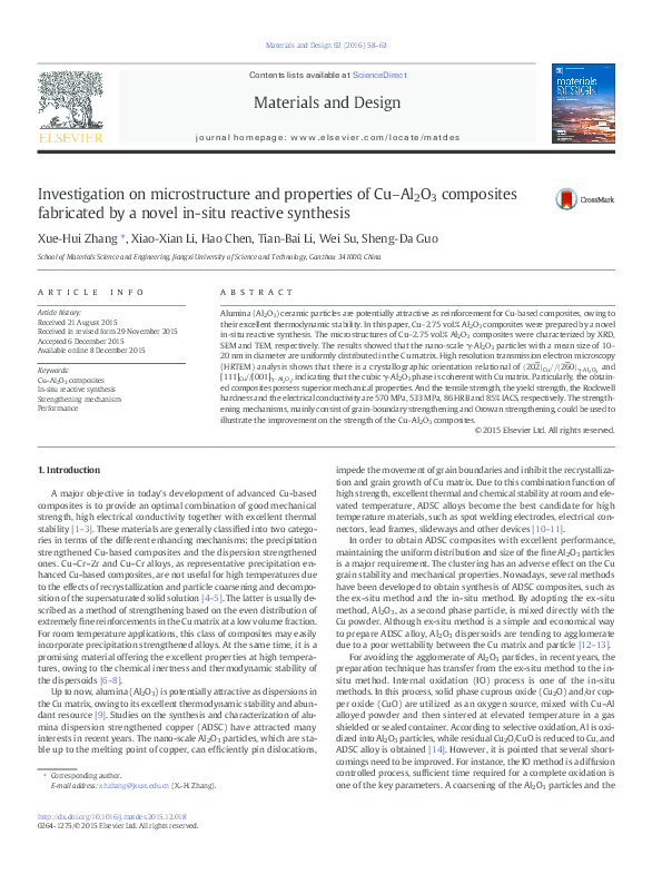 (PDF) Investigation on microstructure and properties of Cu–Al 2 O 3 ...