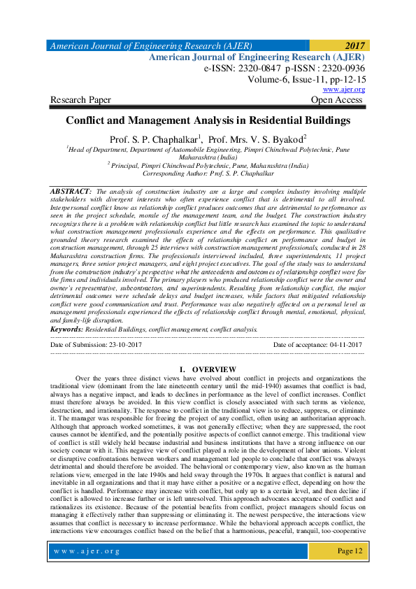 (PDF) Conflict and Management Analysis in Residential Buildings