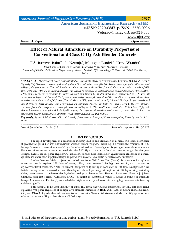 PDF) Effect of Natural Admixture on Durability Properties of