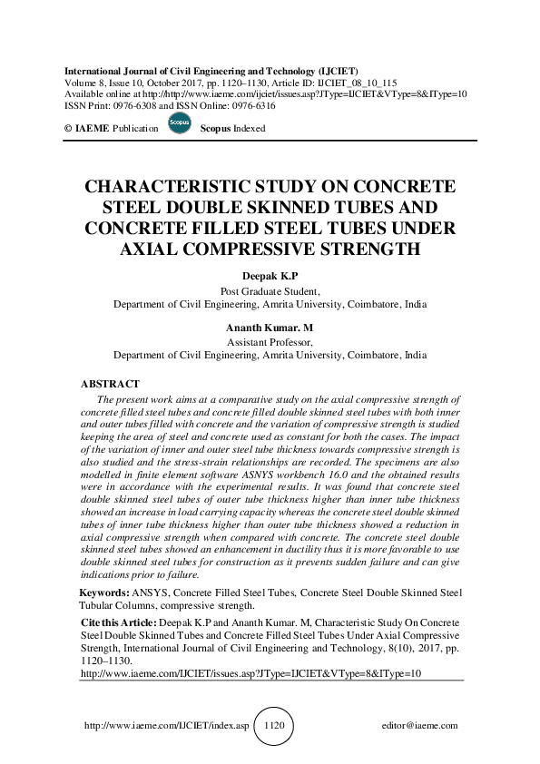 (PDF) CHARACTERISTIC STUDY ON CONCRETE STEEL DOUBLE SKINNED TUBES AND