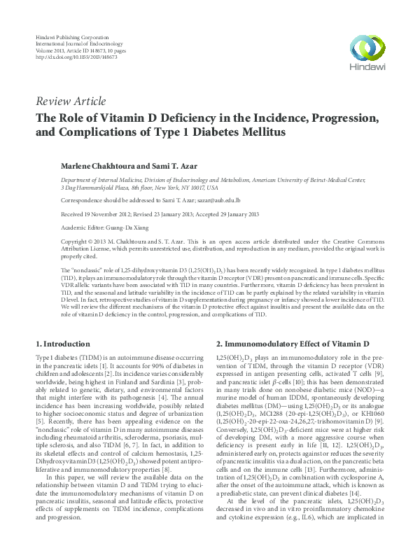 (PDF) The role of vitamin d deficiency in the incidence, progression ...