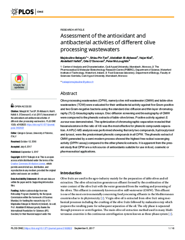 (PDF) Assessment of the antioxidant and antibacterial activities of ...