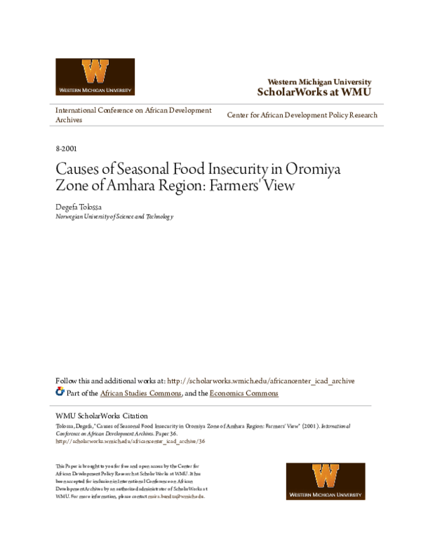 (PDF) Causes of Seasonal Food Insecurity in Oromiya Zone of Amhara ...