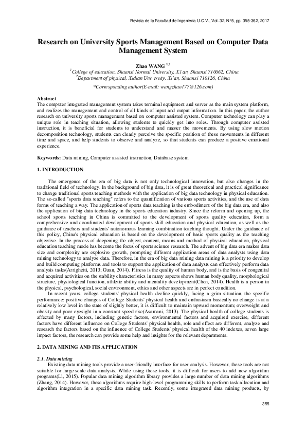 (PDF) Research on University Sports Management Based on Computer Data